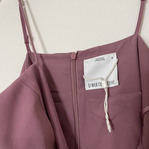 NWOT C/MEO collective pink asymmetrical ruffle hem mini dress size US Medium - Picture 4 of 6